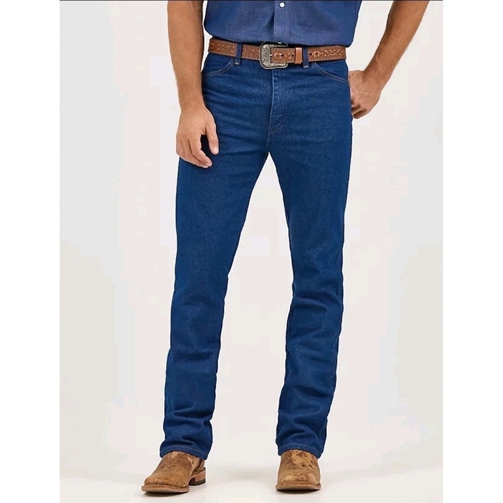 Wrangler‎ Men Cowboy Cut Straight Jean 34x30 Dark Wash Cotton  13MWZ